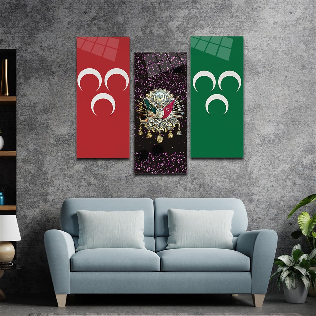 Panoramische glasschilderij aan de muur