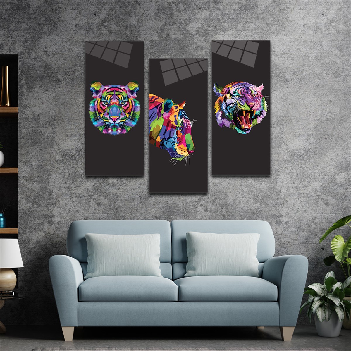 Panoramische glasschilderij aan de muur