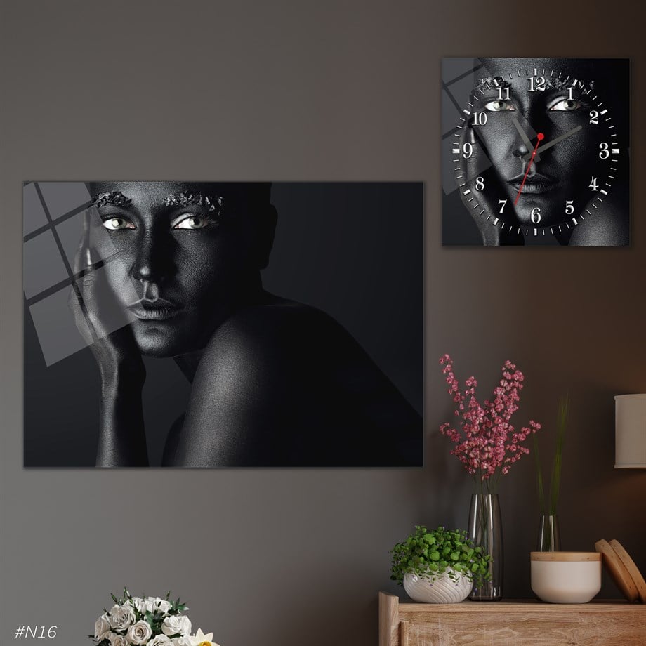 Tableau en verre et horloge carrée en verre 