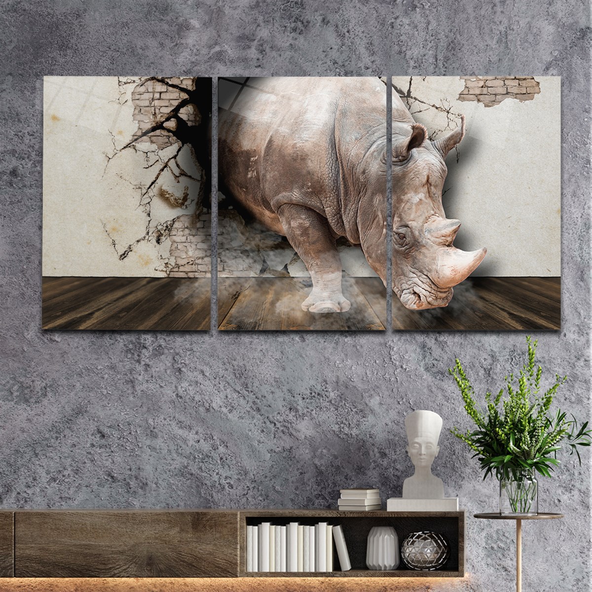 Getemt glasschilderij aan de muur kunstthema