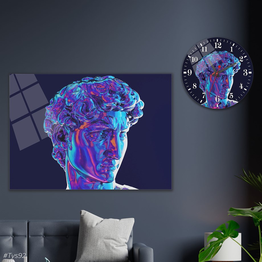 Gehard Glasschilderij Set Kunst Thema met Ronde Klok