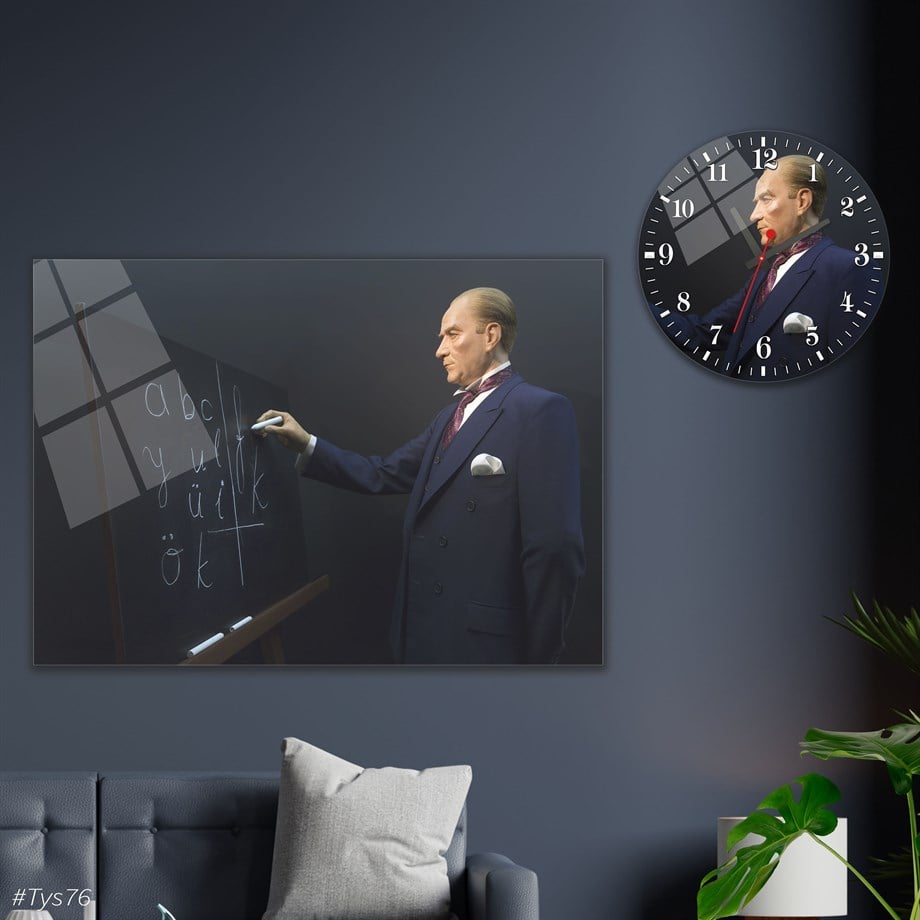 Gehard Glasschilderij Set Kunst Thema met Ronde Klok
