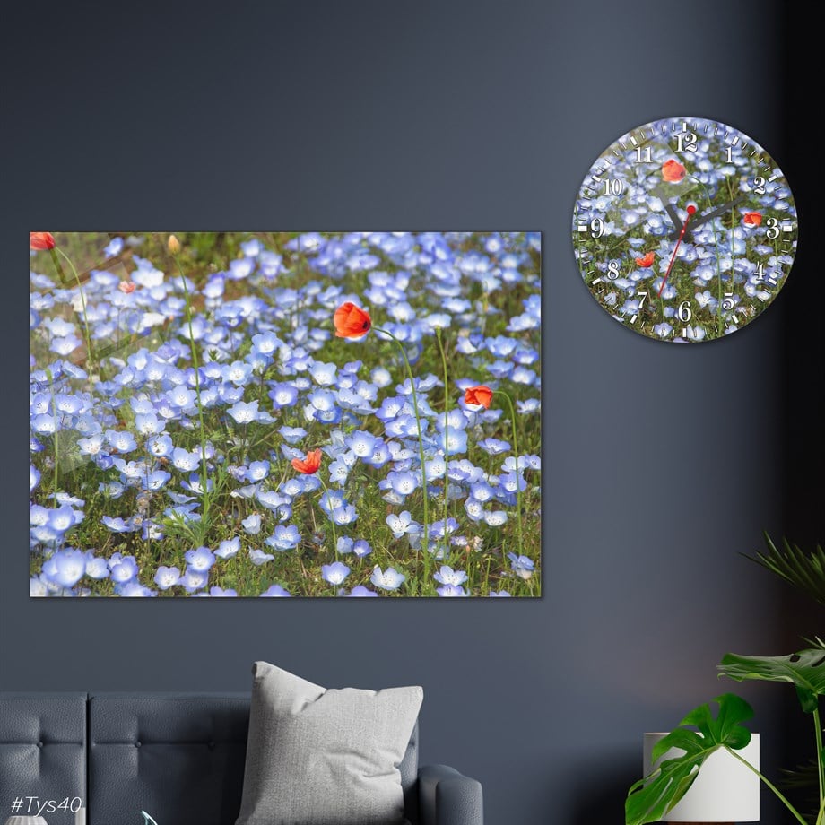 Tableau  en verre et horloge ronde en verre