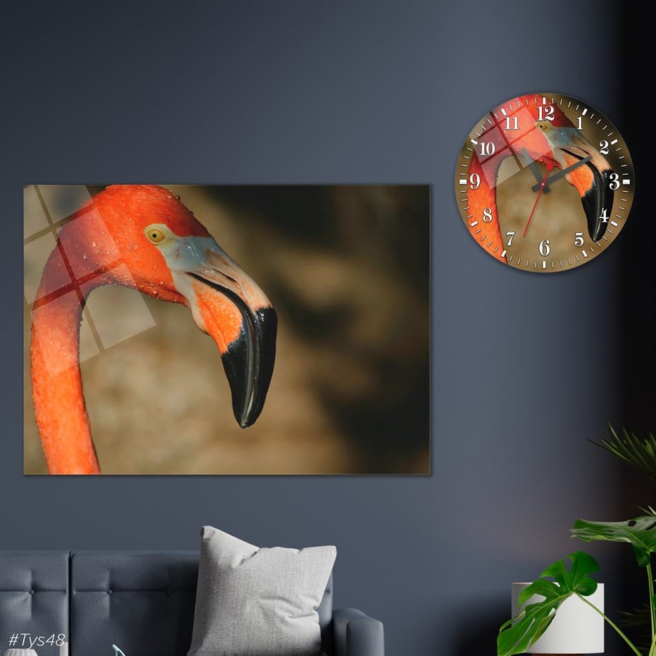 Tempered Glasss Wall Arts Art-Themed Set with Round Clock