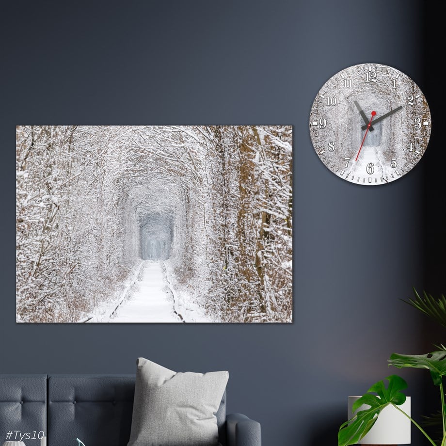 Tempered Glasss Wall Arts Art-Themed Set with Round Clock