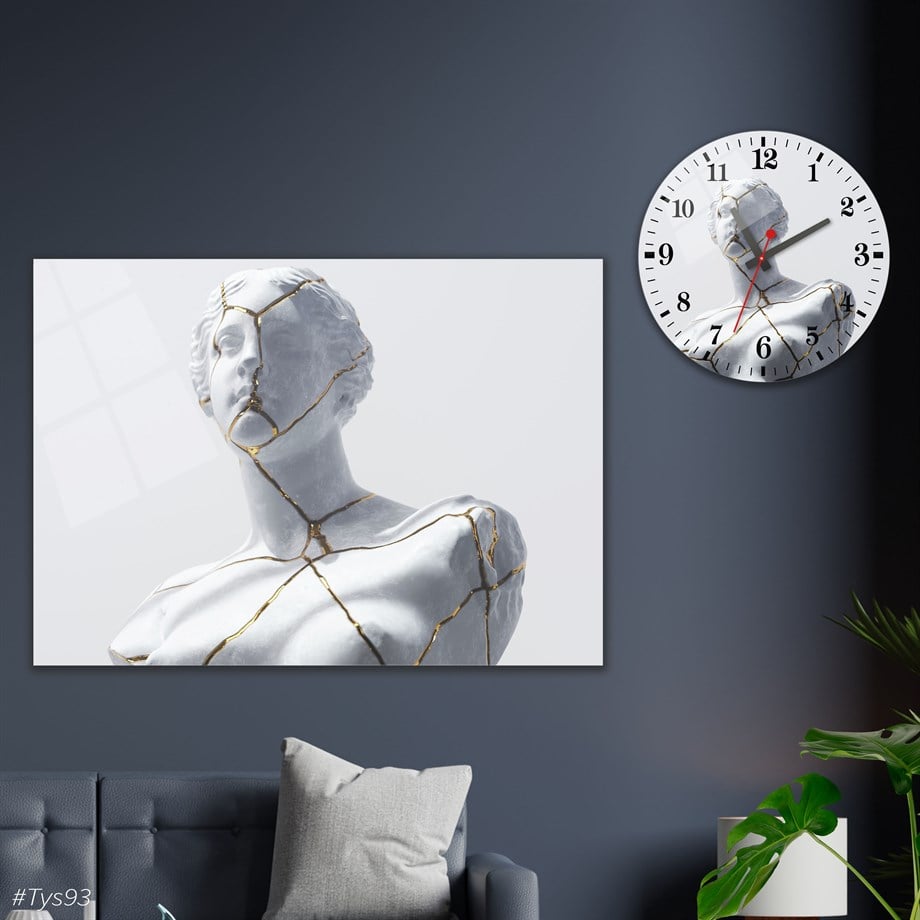 Gehard Glasschilderij Set Kunst Thema met Ronde Klok