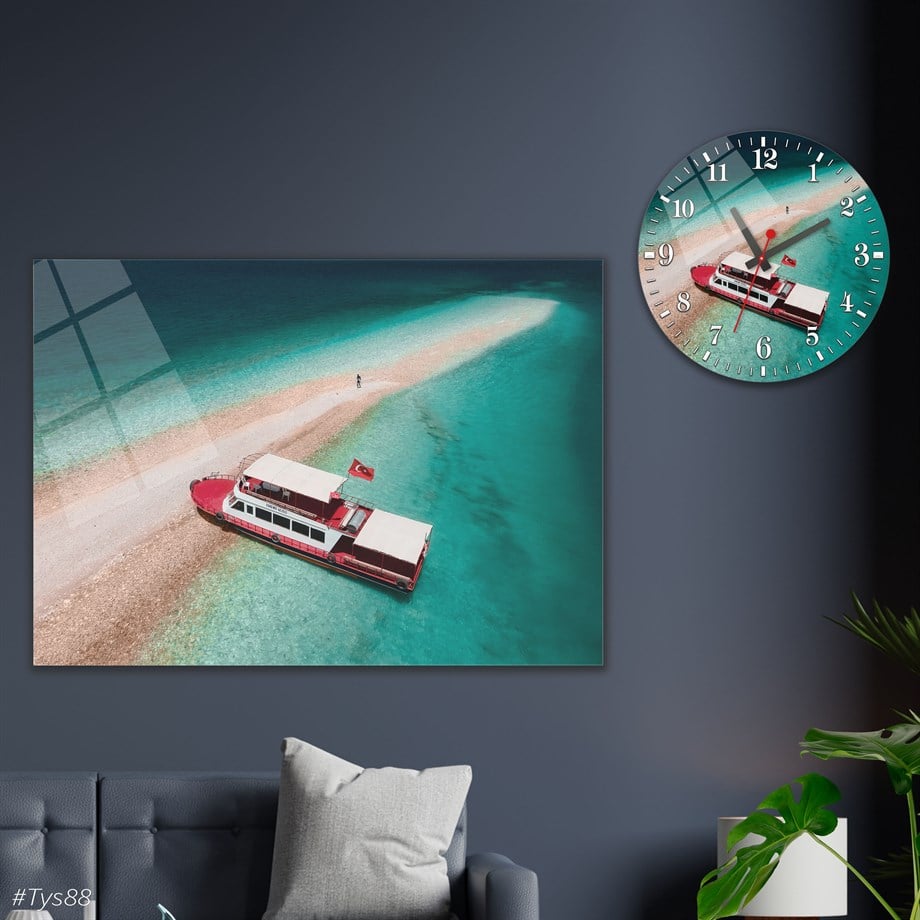 Gehard Glasschilderij Set Kunst Thema met Ronde Klok