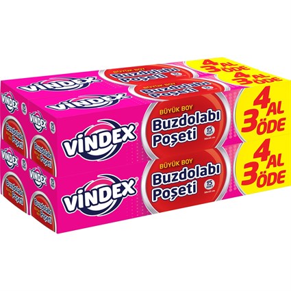 Vindex Buzdolabı Poşeti 4 Al 3 Öde Büyük Boy - Pembisden