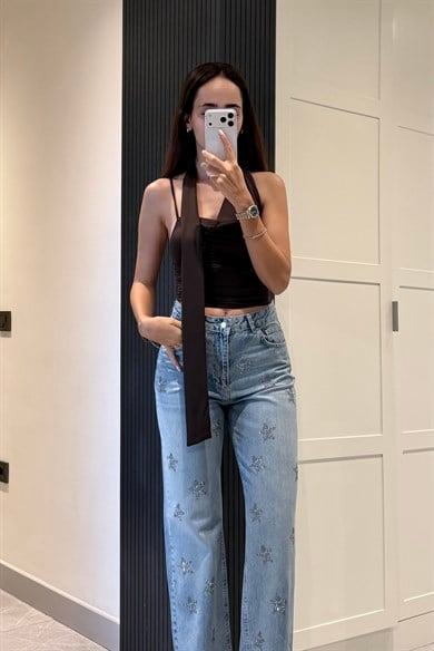 Acı Kahve Fular Detay Bluz - Kadın Bluz Modelleri - Nazliye Moda | Kadın Giyim Modası