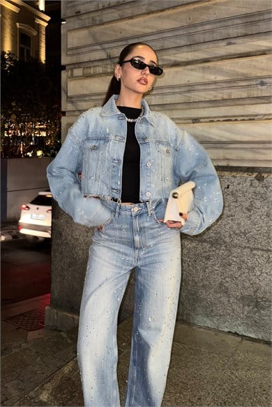 Dağınık Taş Baskılı Premium Ceket - Kadın Ceket Modelleri - Nazliye Moda | Kadın Giyim Modası