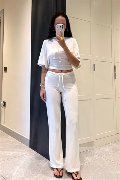 Ekru Penye İkili Takım - Kadın Takım Modelleri - Nazliye Moda | Kadın Giyim Modası