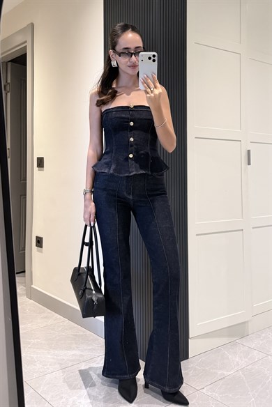 İndigo Mavi Korse Takım - Kadın Takım Modelleri - Nazliye Moda | Kadın Giyim Modası