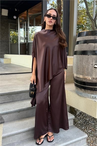 Kahve Pelerinli Premium Takım - Kadın Takım Modelleri - Nazliye Moda | Kadın Giyim Modası