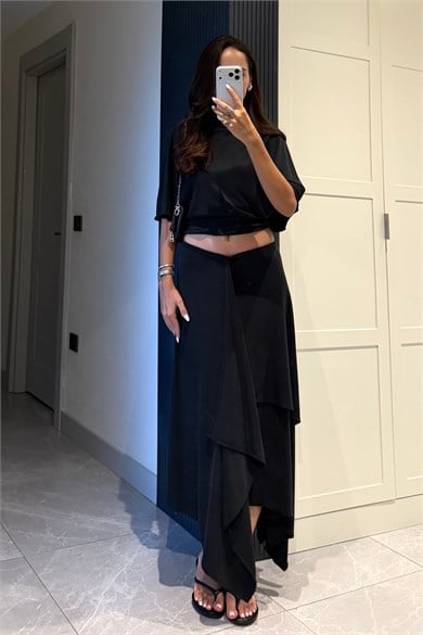 Siyah Modal Kumaş Takım - Kadın Takım Modelleri - Nazliye Moda | Kadın Giyim Modası