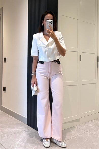 Toz Pembe Tasarım Jean - Kadın Jean Modelleri - Nazliye Moda | Kadın Giyim Modası