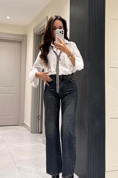 Vintage Ön Arka Taşlı Premium Jean - Kadın Jean Modelleri - Nazliye Moda | Kadın Giyim Modası