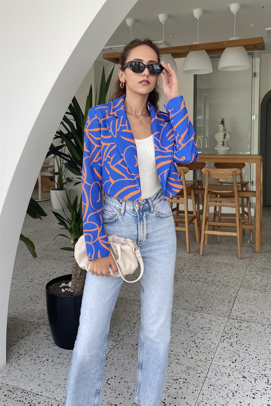 Mavi Kısa Blazer Ceket - Kadın Blazer Ceket Modelleri - Nazliye Moda |  Kadın Giyim Modası