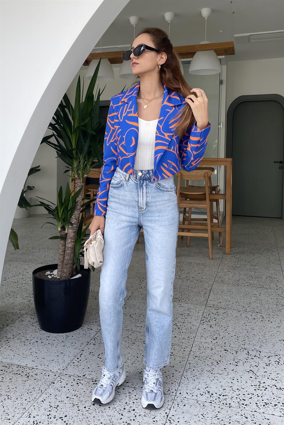 Mavi Kısa Blazer Ceket - Kadın Blazer Ceket Modelleri - Nazliye Moda |  Kadın Giyim Modası