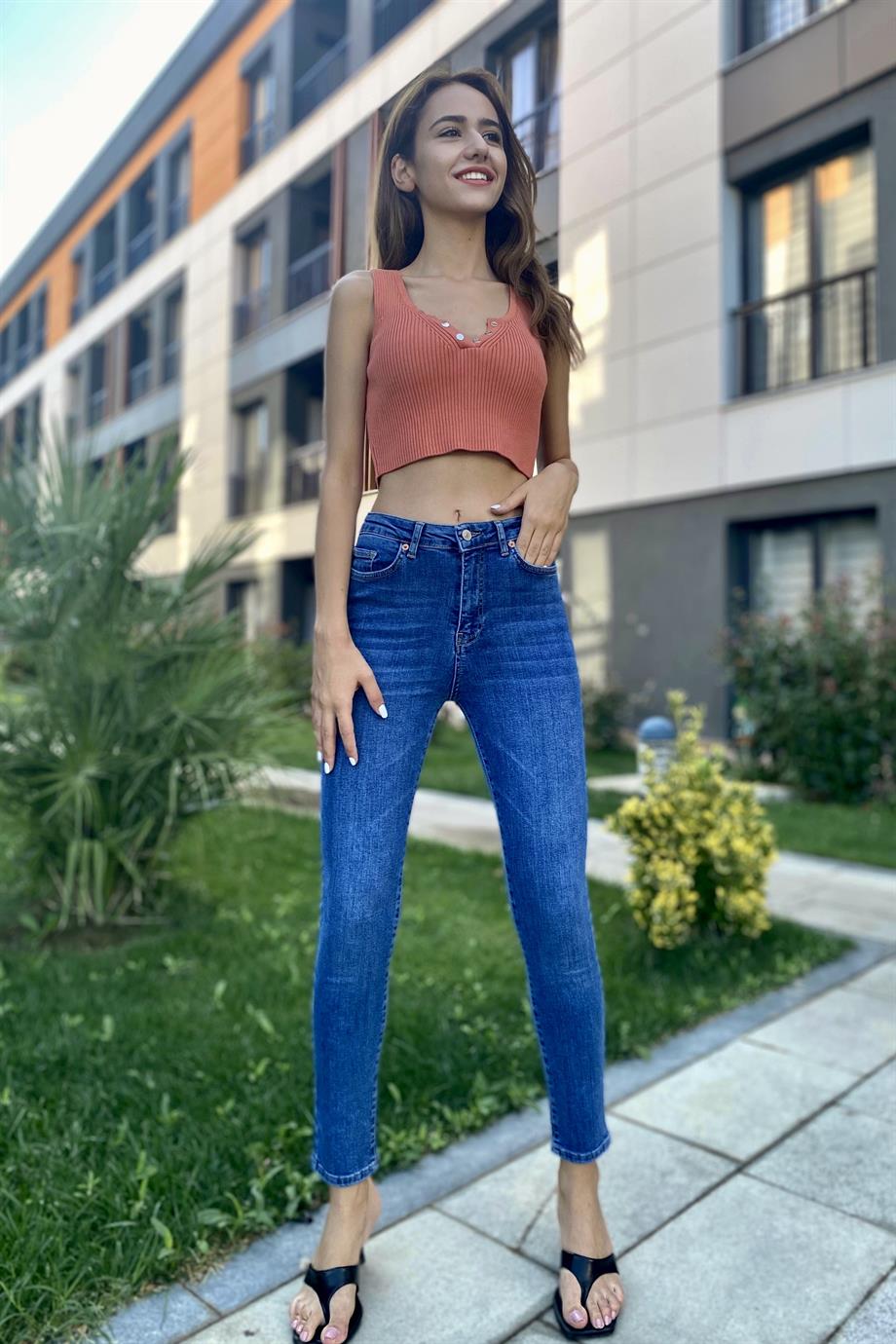 Mavi Yüksek Bel Skinny Jean - Kadın Jean Modelleri - Nazliye Moda | Kadın  Giyim Modası