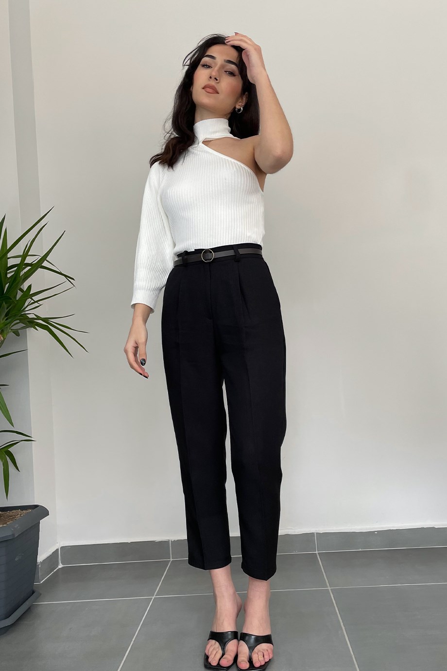 Siyah Kemerli Havuç Pantolon - Kadın Pantolon Modelleri - Nazliye Moda |  Kadın Giyim Modası