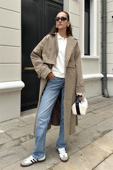 Khaki Nazliye Design Trench Coat - Trench Coats - Nazliye Khaki Nazliye Design Trench Coat - Trench Coats - Nazliye