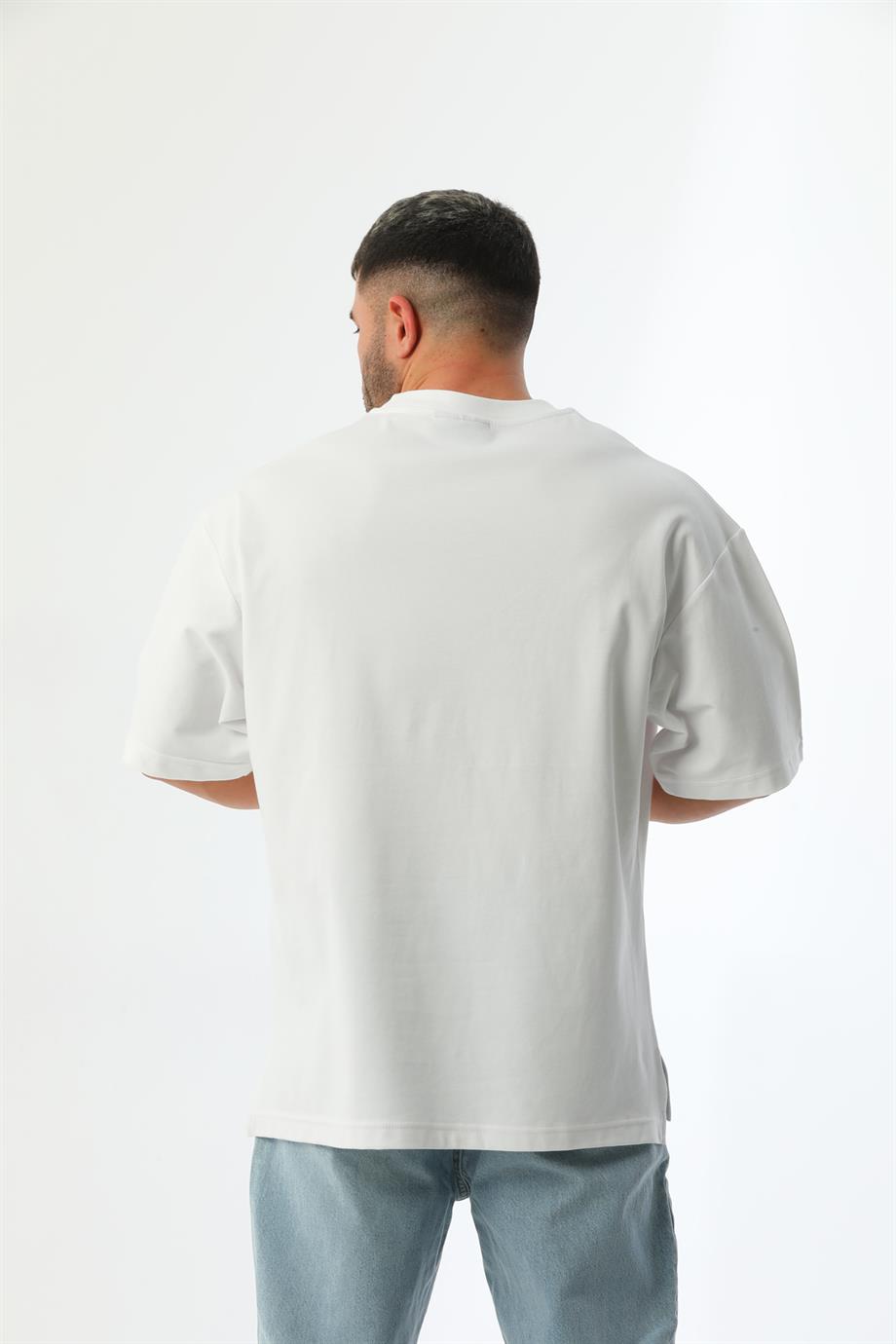 Yüksek Gramajlı Beyaz Oversize Erkek T-Shirt