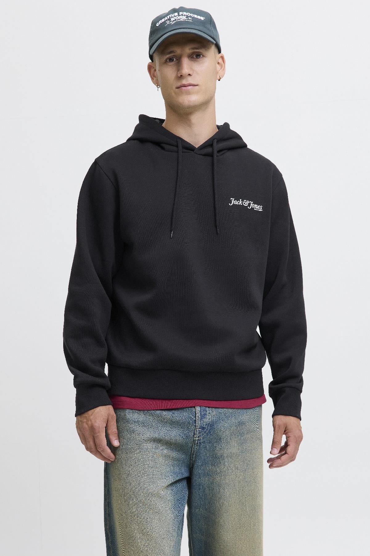 Erkek Jack & Jones JJYUKI Front Sweat Hood – Kapüşonlu, Yumuşak Kumaş, Rahat Kesim, Günlük Kullanıma Uygun Sweatshirt 