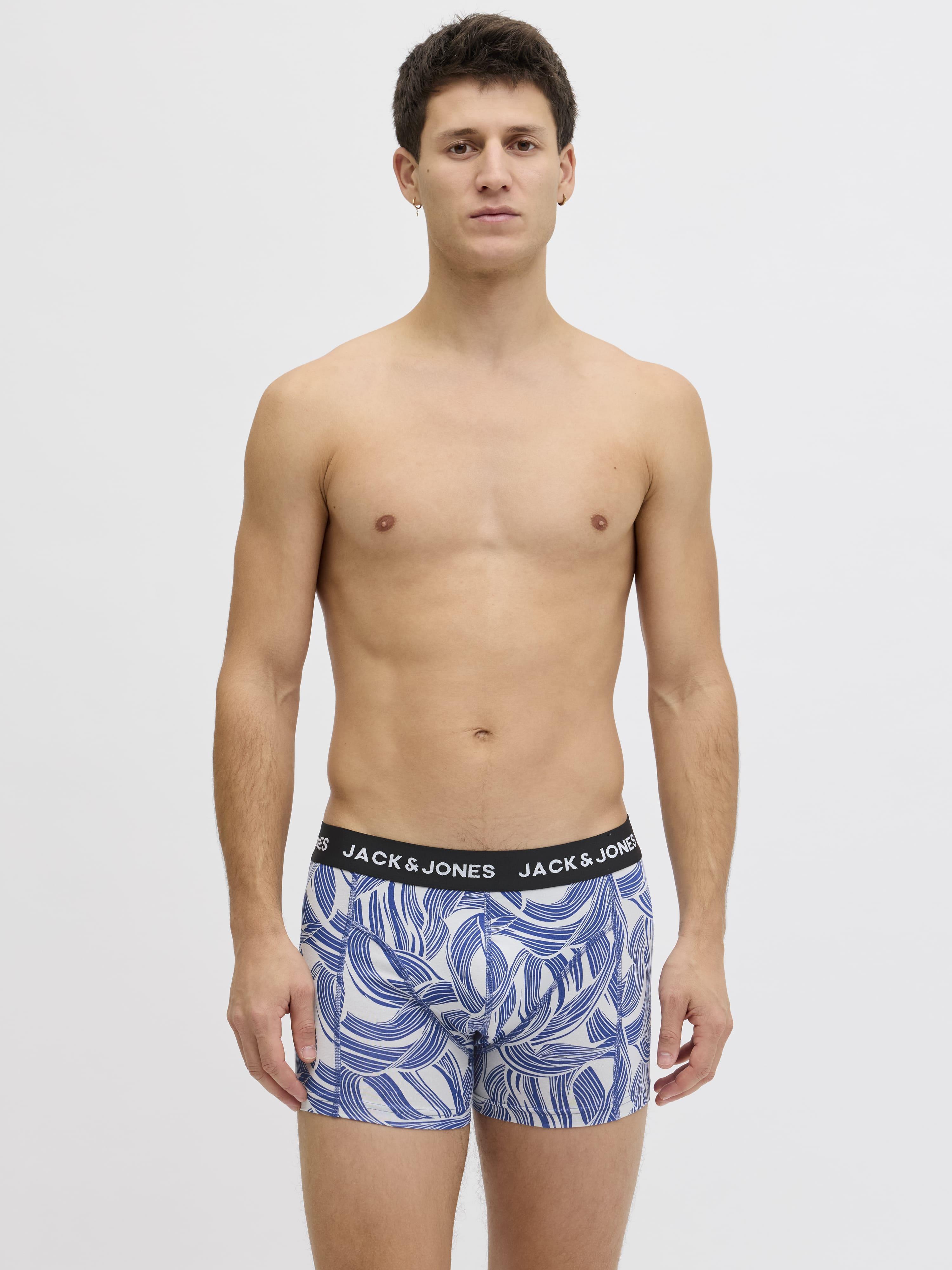 Jack & Jones Erkek 3'lü Paket Desenli Boxer Seti
