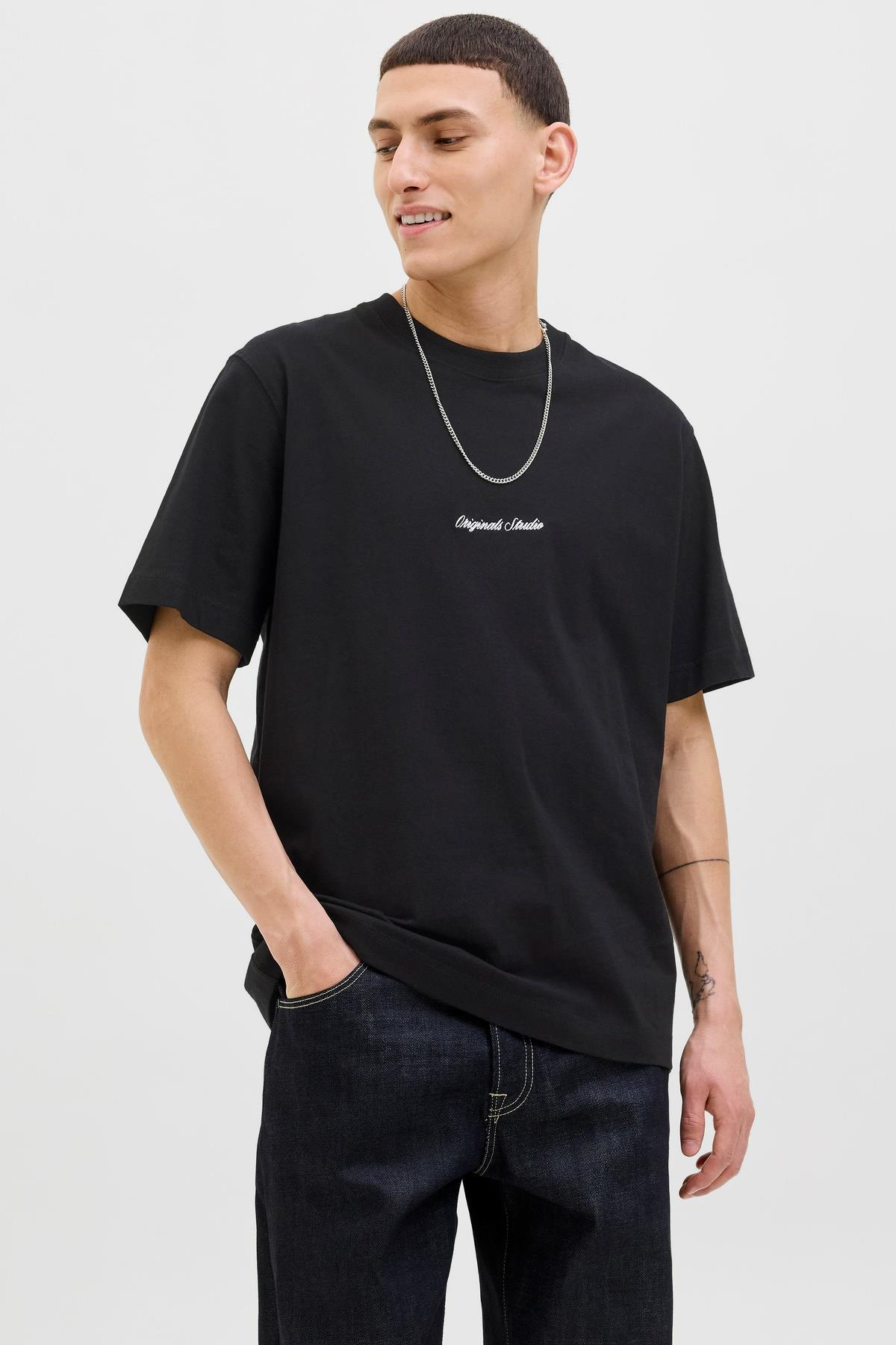 JACK & JONES Erkek JORNORREBRO EMB TEE SS Crew Neck Nakışlı Tişört 