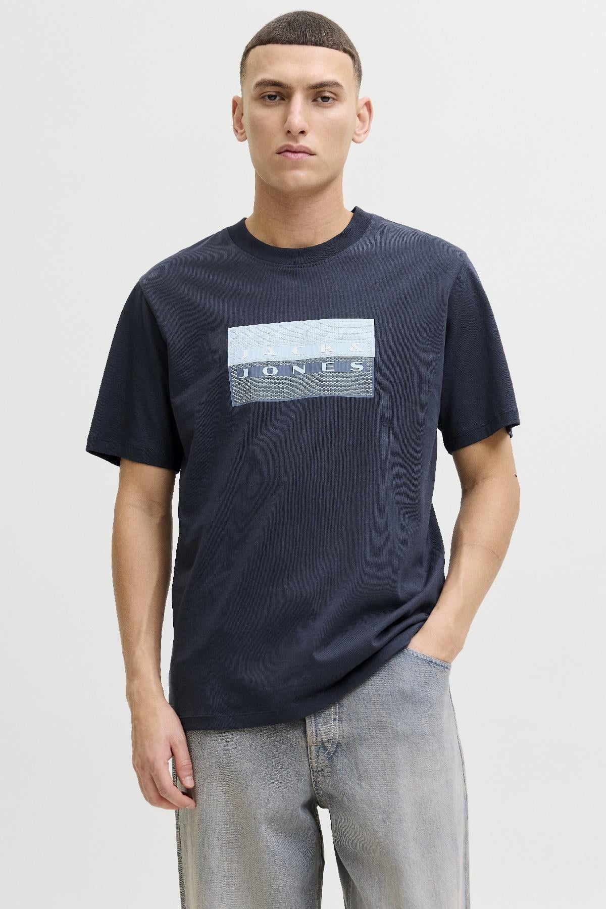 Jack & Jones JCOFUSION Dots Print Erkek Tişört Bisiklet Yaka Kısa Kollu 
