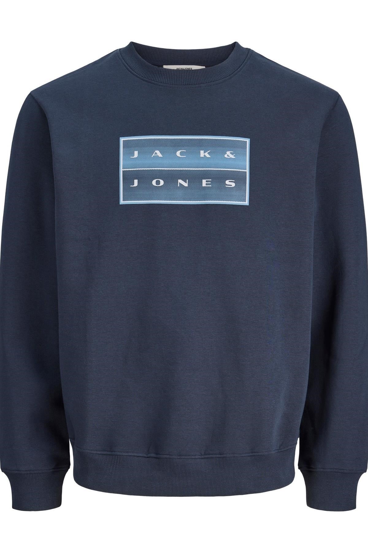 Jack & Jones JCOFUSION Erkek Bisiklet Yaka Box Fit Sweatshirt Günlük Rahat 