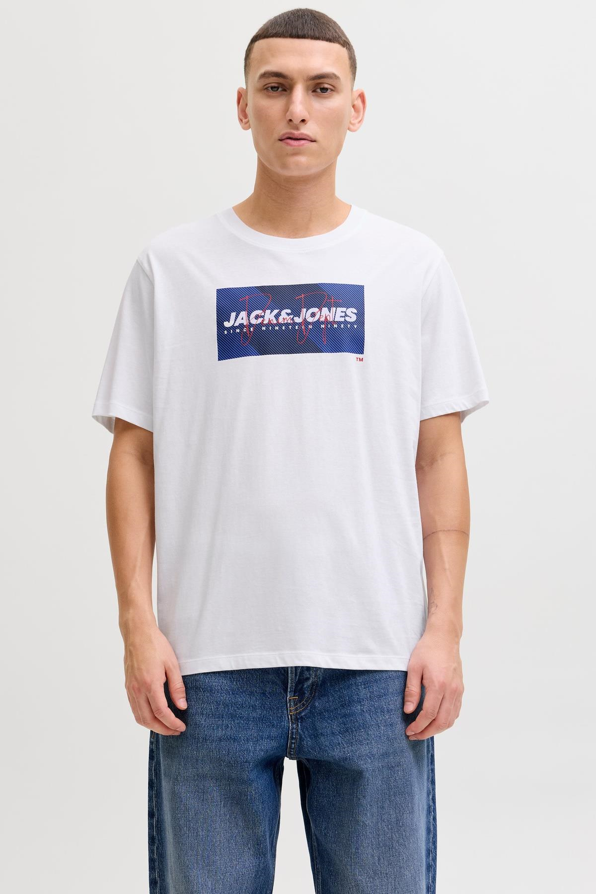 Jack & Jones JJCOLE Print Erkek Tişört Bisiklet Yaka Kısa Kollu 
