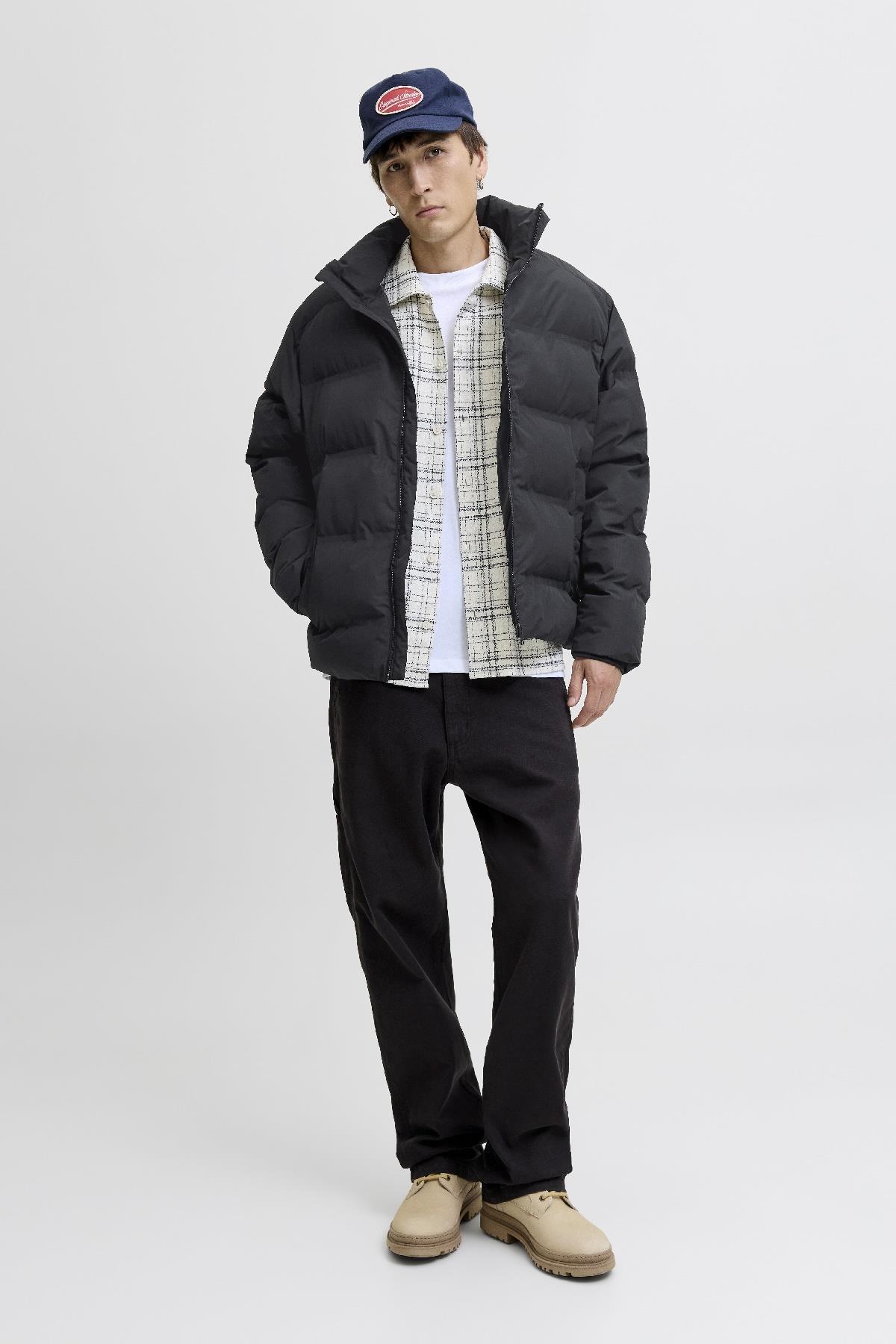 Jack & Jones JJESOHO Puffer Collar Erkek Şişme Mont – Yüksek Yaka, Fermuarlı, Su İtici Kışlık Ceket 