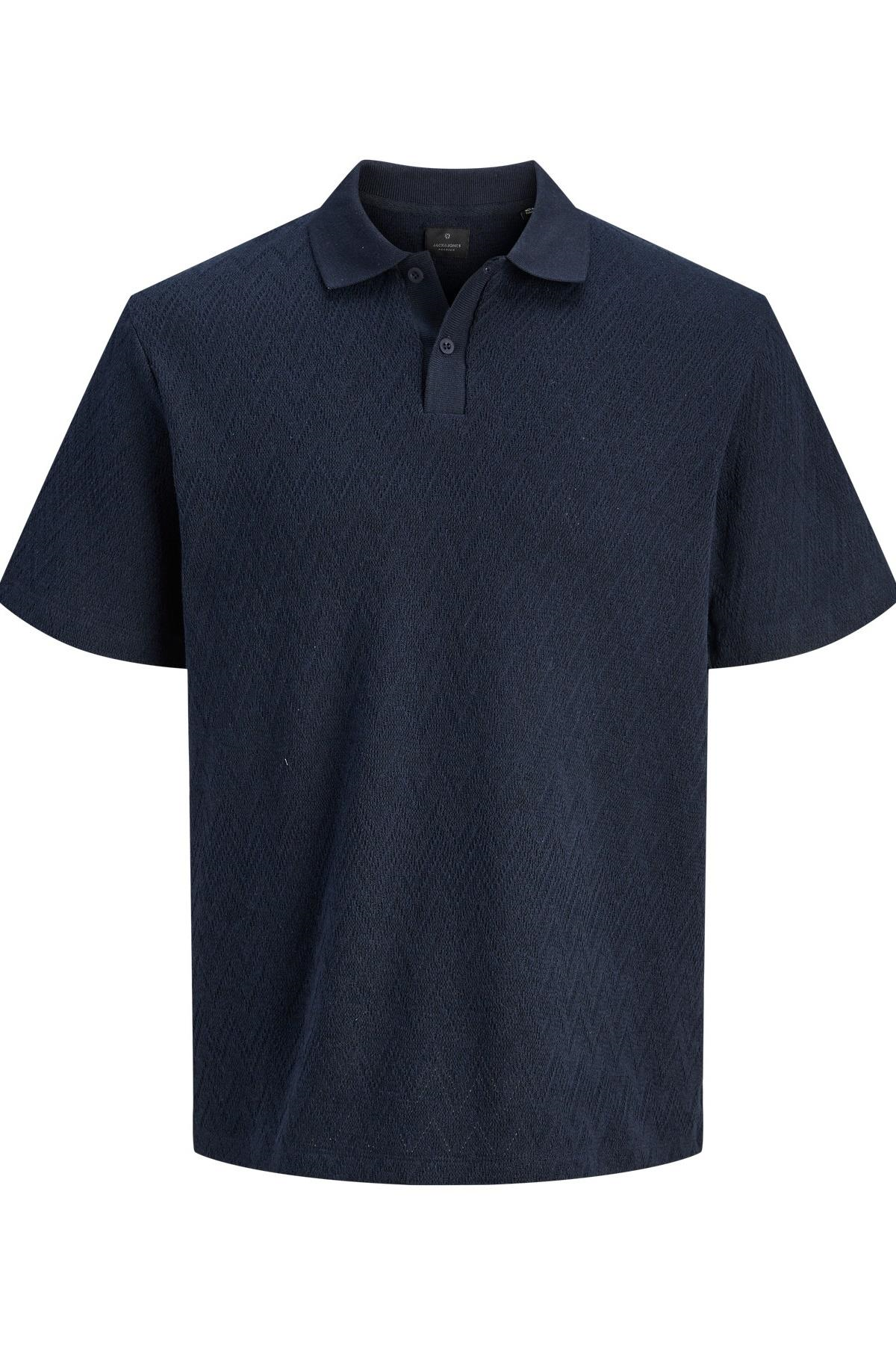 Jack & Jones JPRBLATRENTON Erkek Polo Yaka Tişört Jakarlı Kısa Kollu 