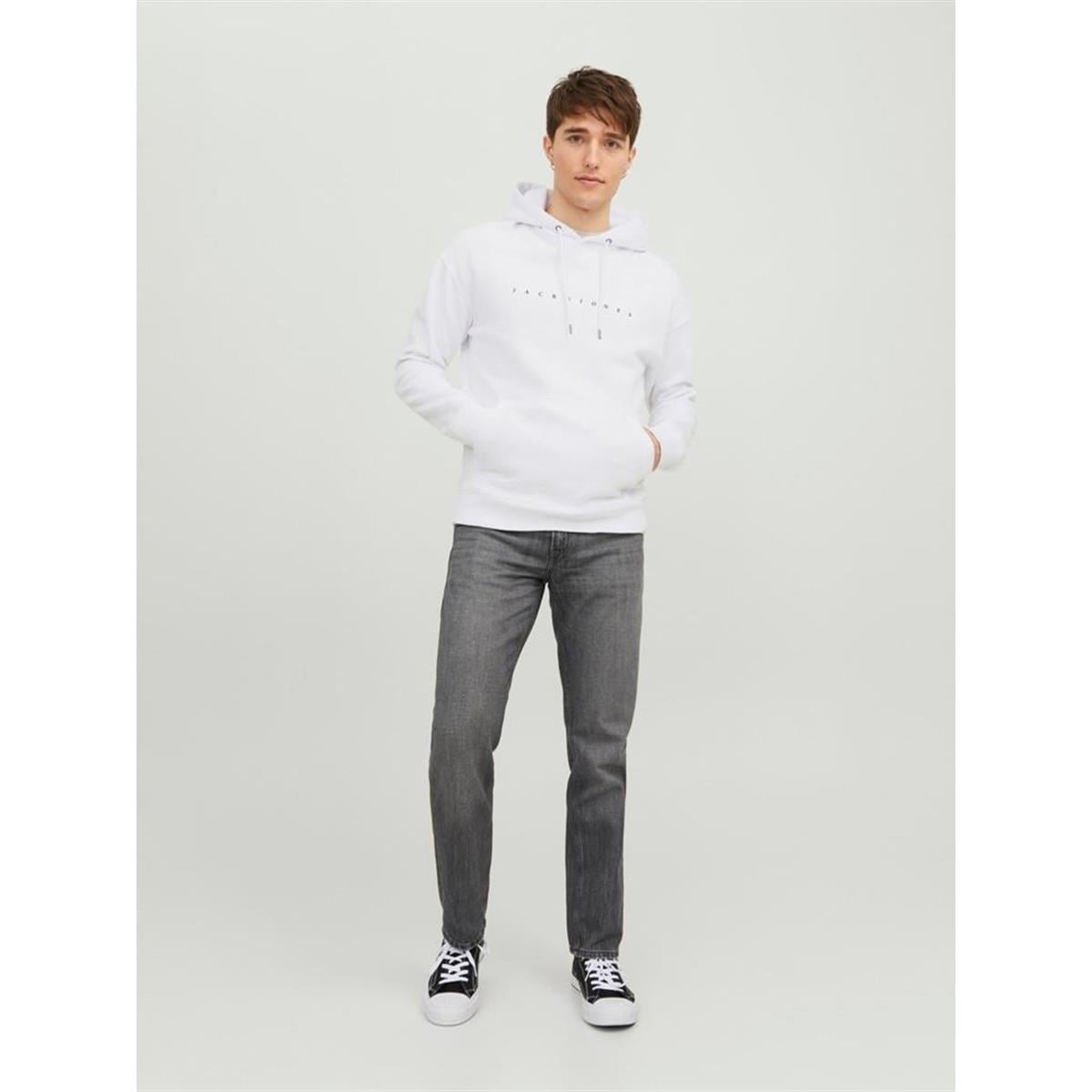 JACK&JONES JJESTAR JJ SWEAT HOOD NOOS BEYAZ