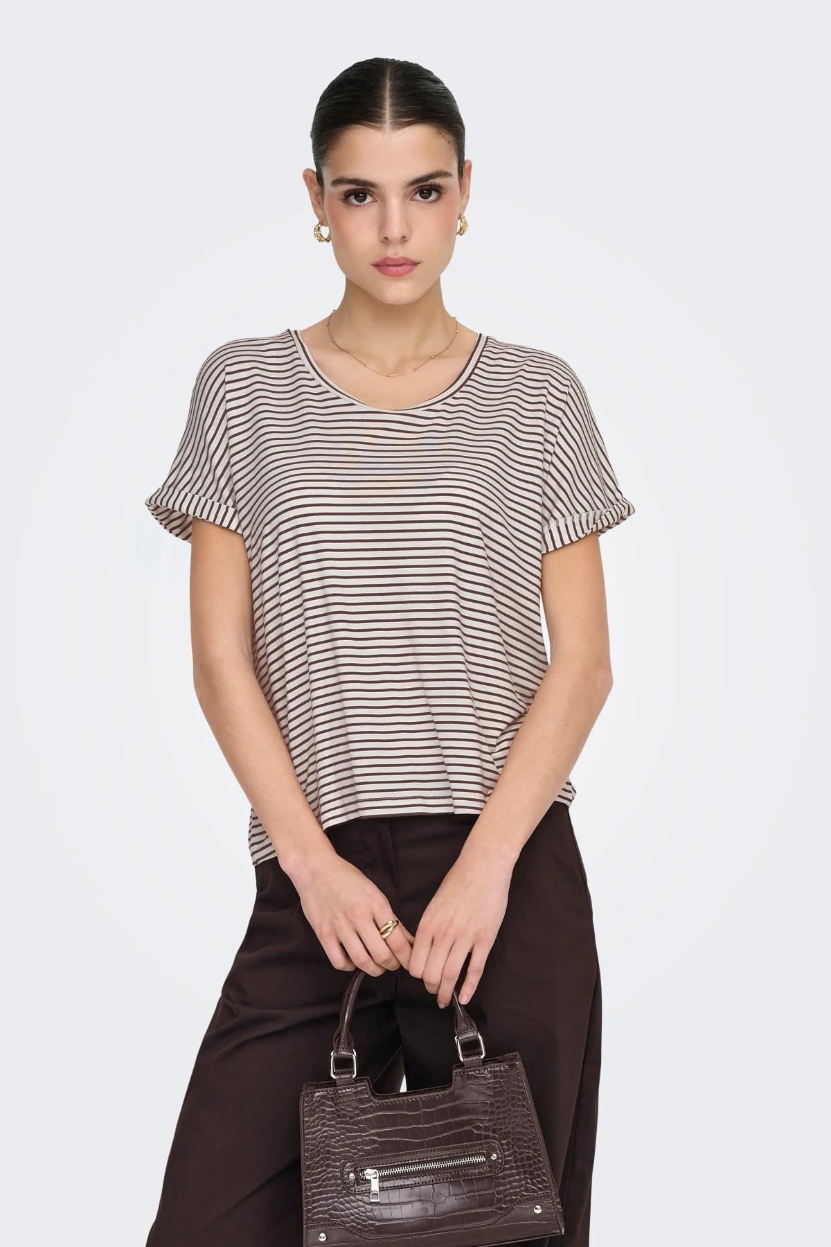 JDY JDYSISSY Kadın Basic T-Shirt Kısa Kollu O-Neck T-Shirt 