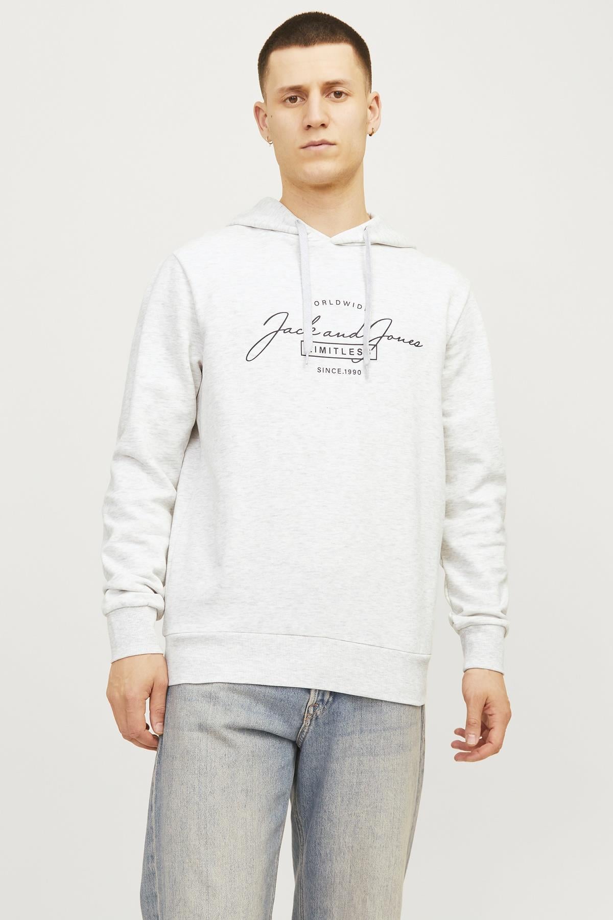 JJFERRIS SWEAT HOOD BEYAZ MELANJ 12256838