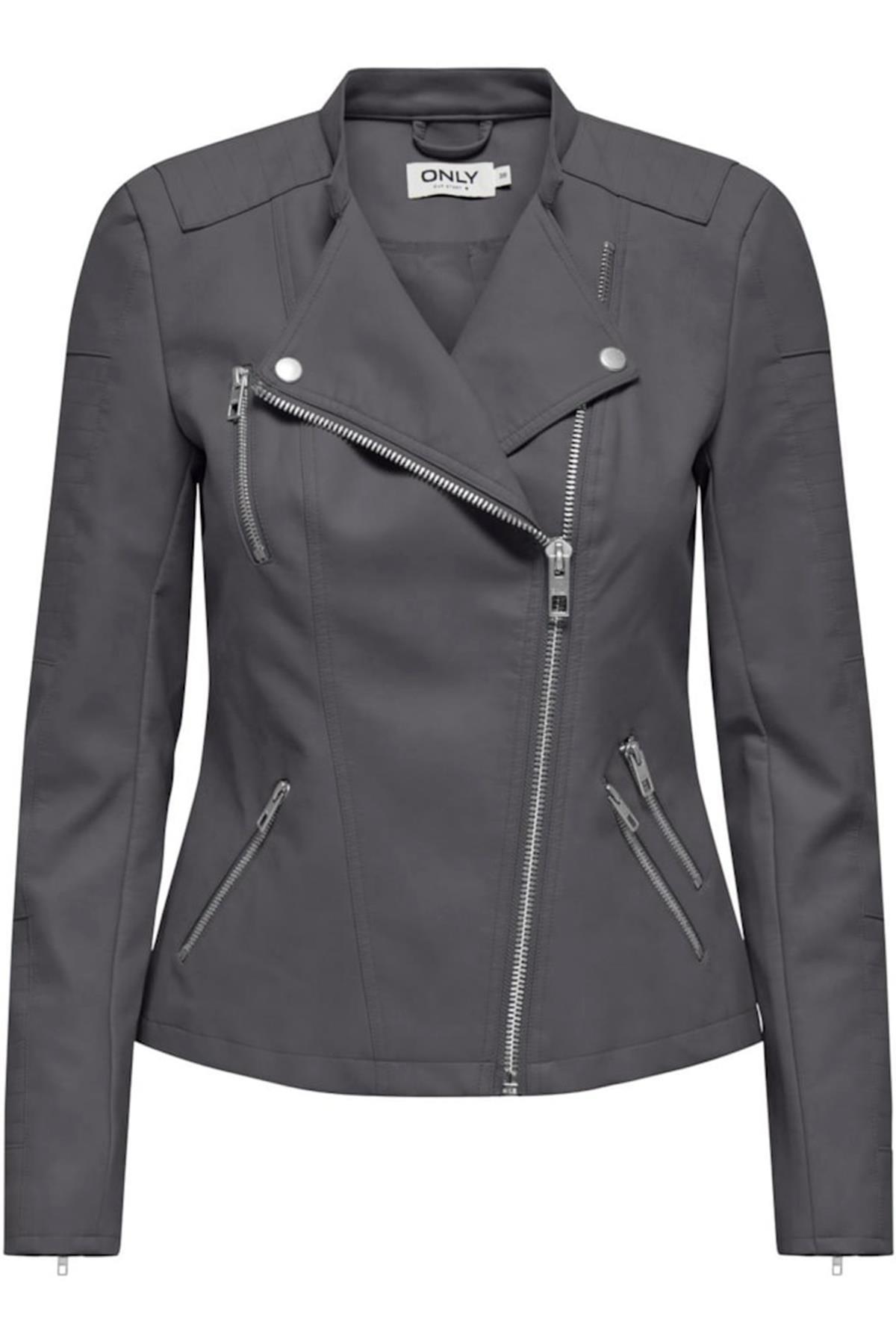 ONLAVA FAUX LEATHER BIKER OTW NOOS ANTRASİT