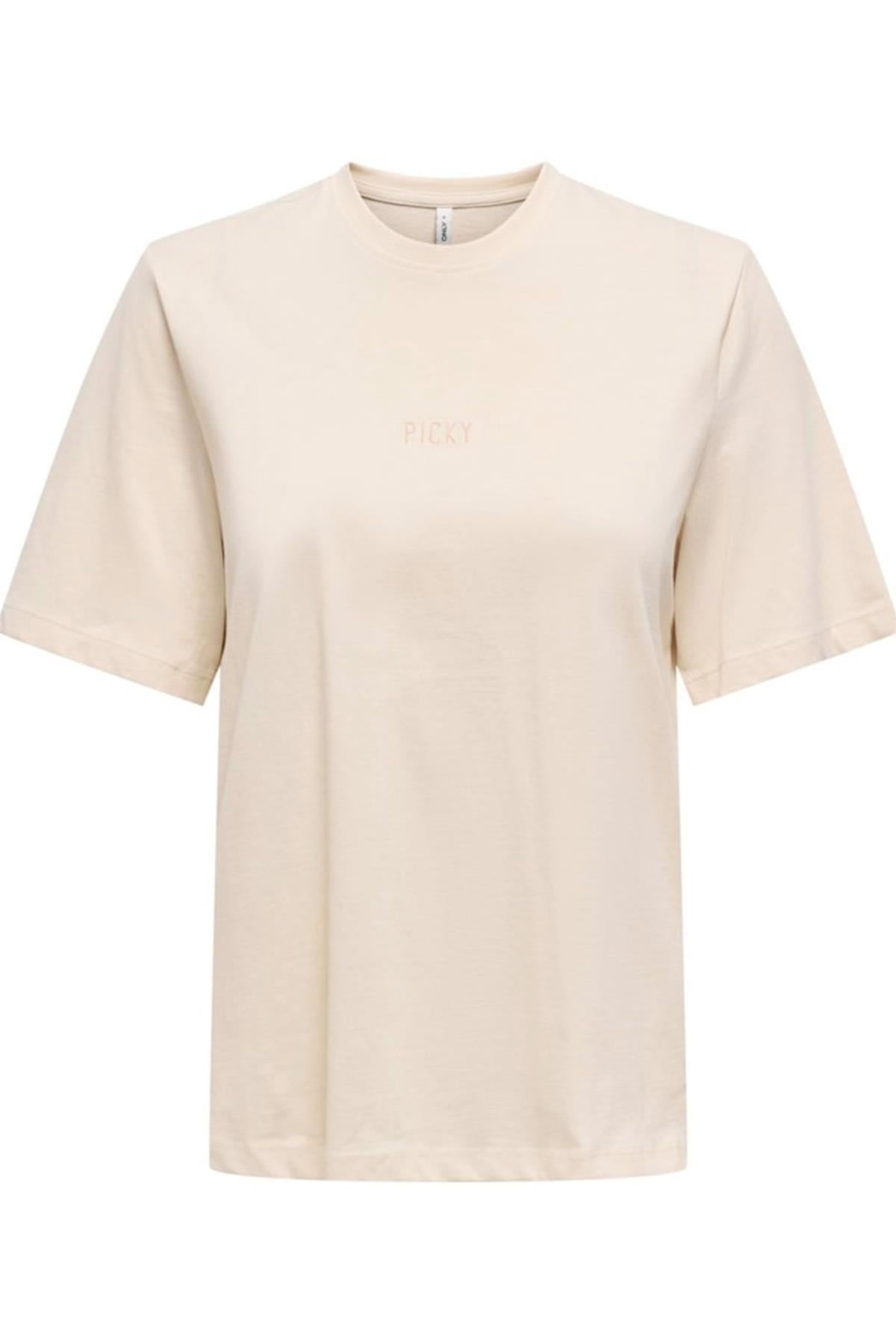ONLMOODY LIFE S/S WORD TOP BOX JRS KREM