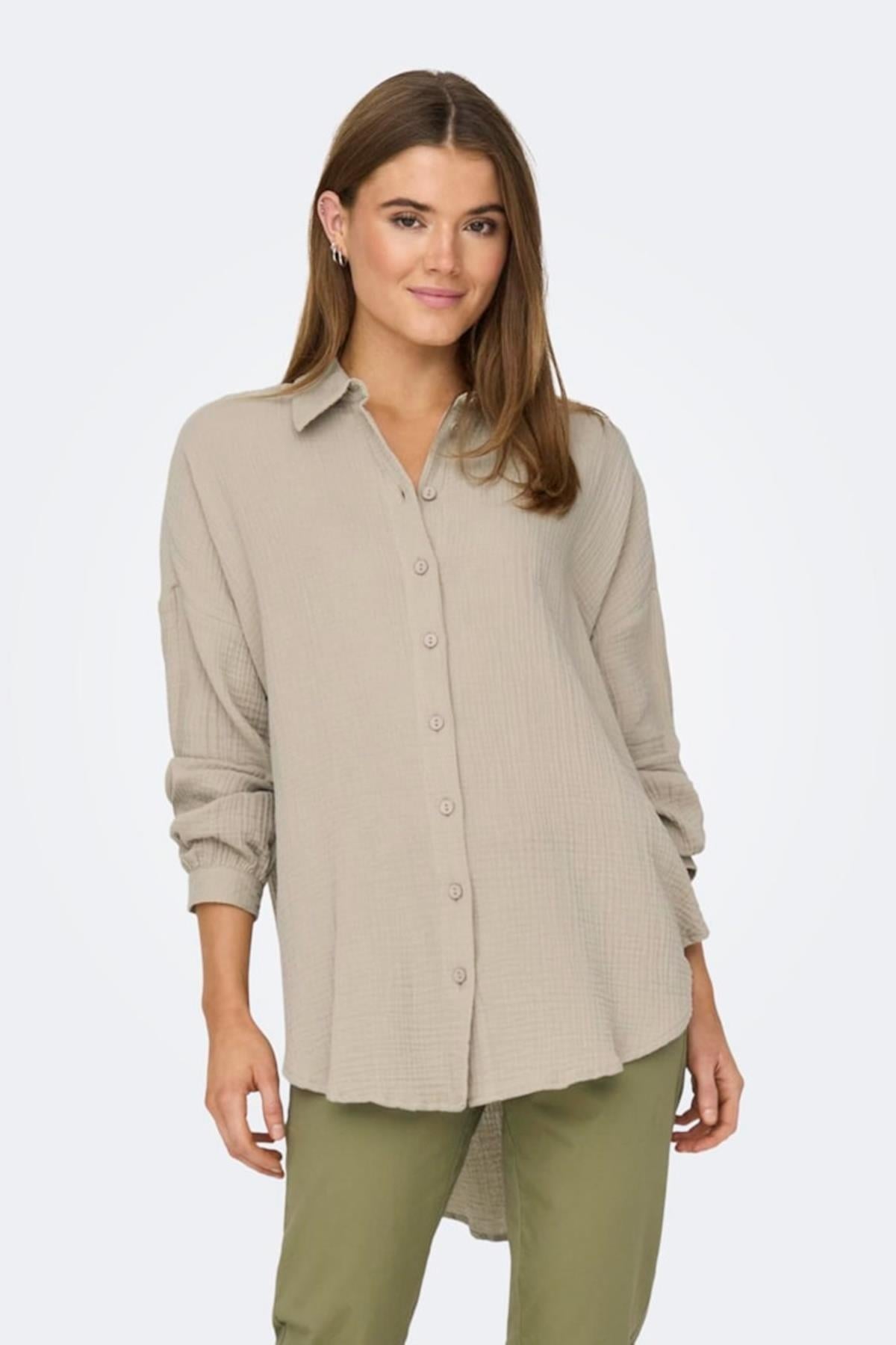 ONLTHYRA OVERSIZED SHIRT NOOS WVN KREM