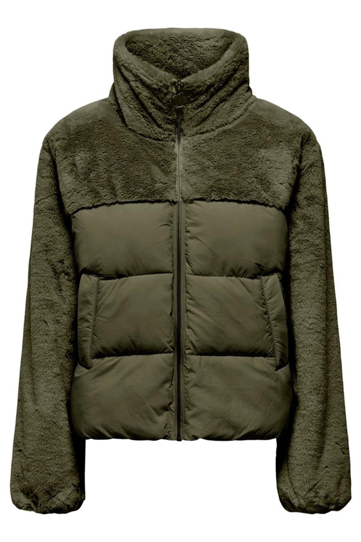 ONLWANJA FUR PUFFER MIX JACKET CC OTW HAKİ