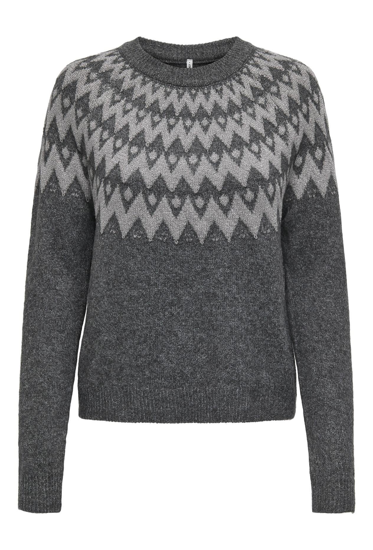 ONLY ONLFRY LS JQ Glitter O-Neck Kadın Triko Kazak – Simli, Uzun Kollu, Yuvarlak Yaka 