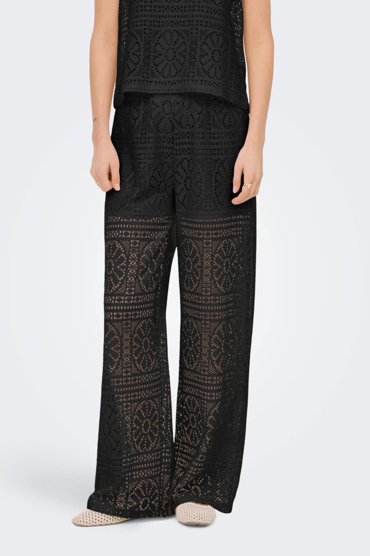 Only ONLLIAN Lace Kadın Pantolon Geniş Paça Dantel Detaylı Şık Günlük 