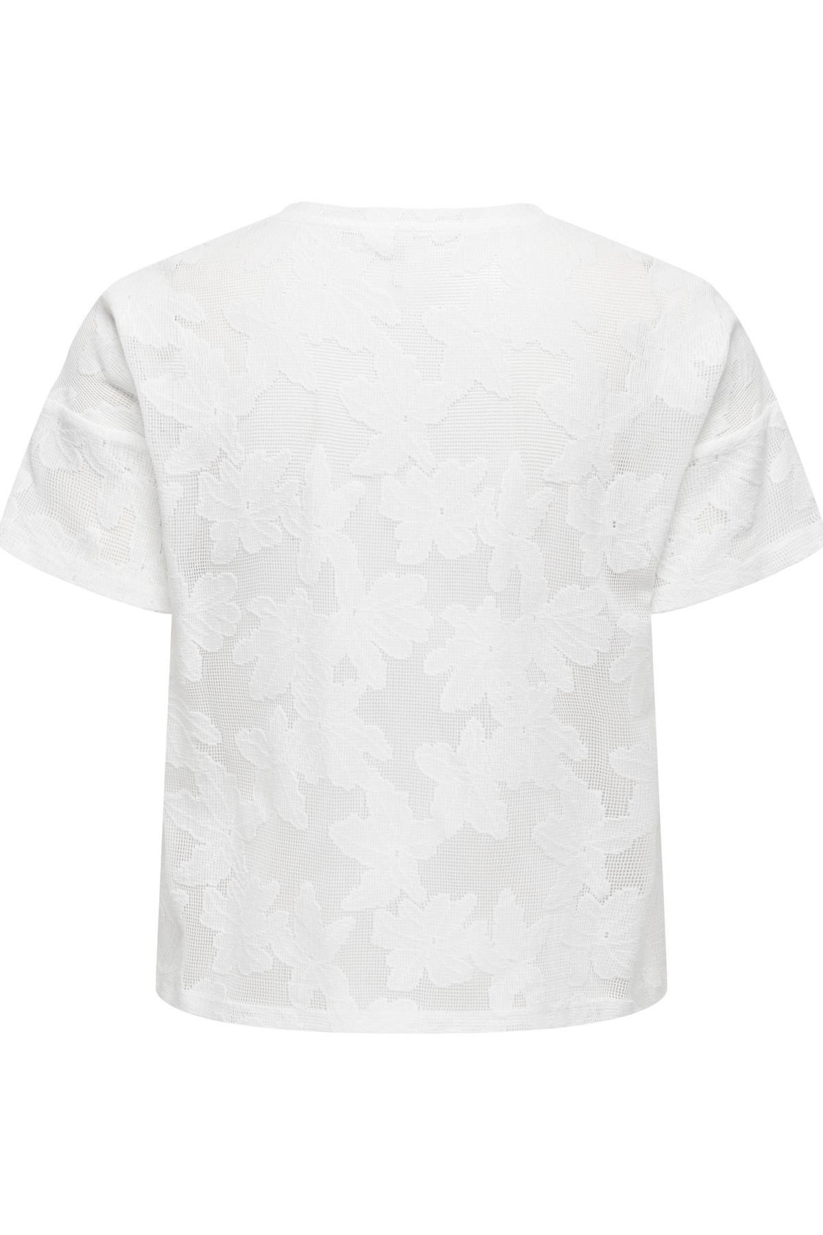 Only ONLMIRABELLA Kadın Dantel Detaylı Kısa Kollu O-Neck T-Shirt 