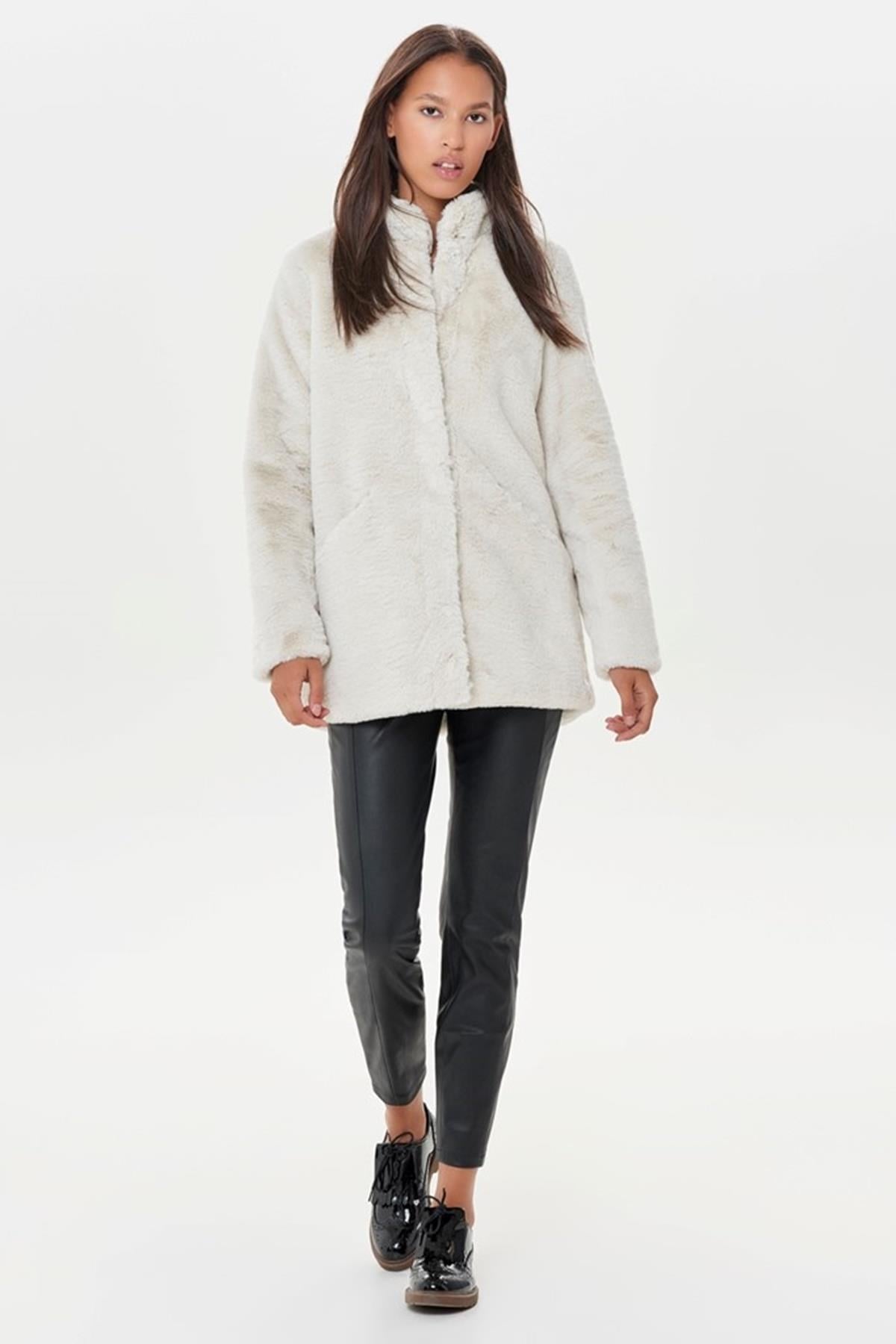 ONLY ONLVIDA FAUX FUR COAT OTW BEJ
