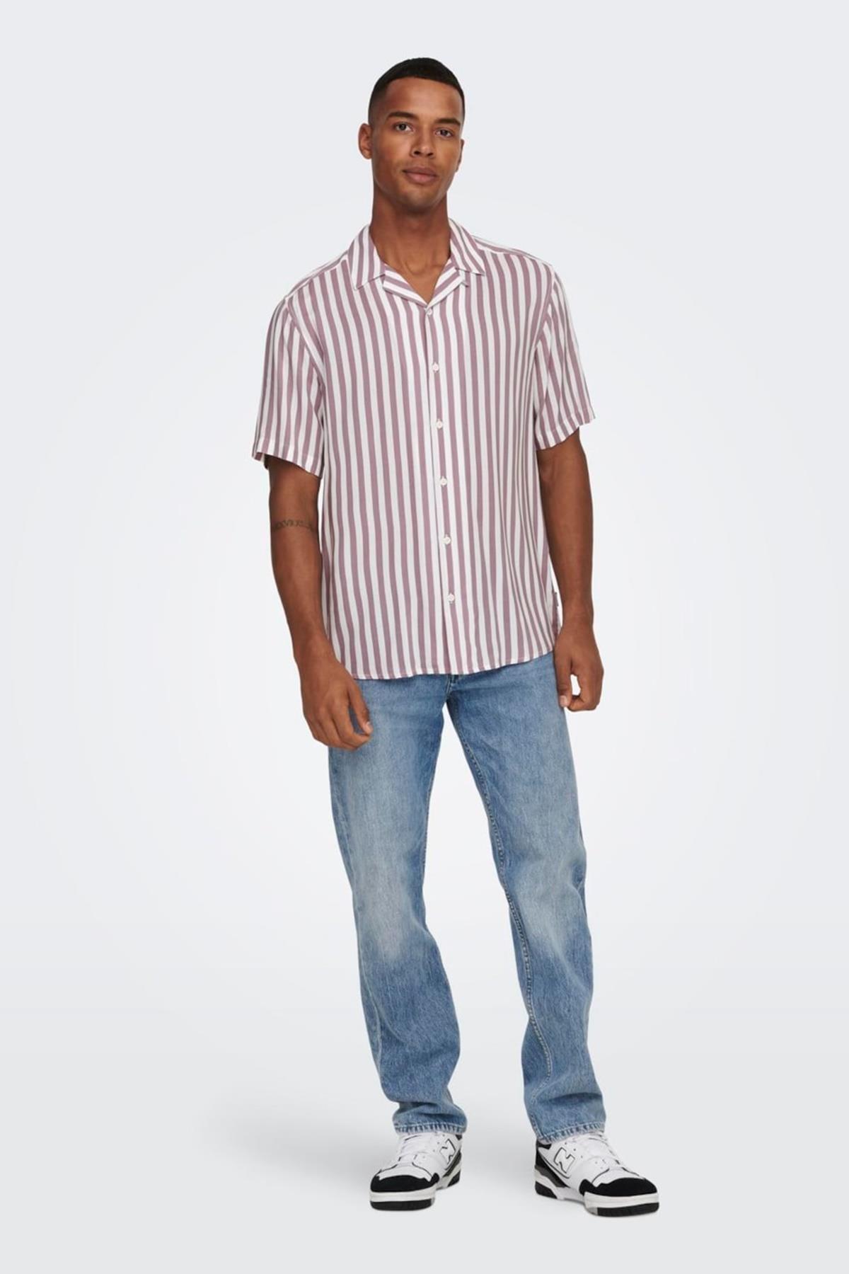 ONLY & SONS ONSWAYNE LIFE SS VISCOSE SHIRT NOOS 22013267 BORDO