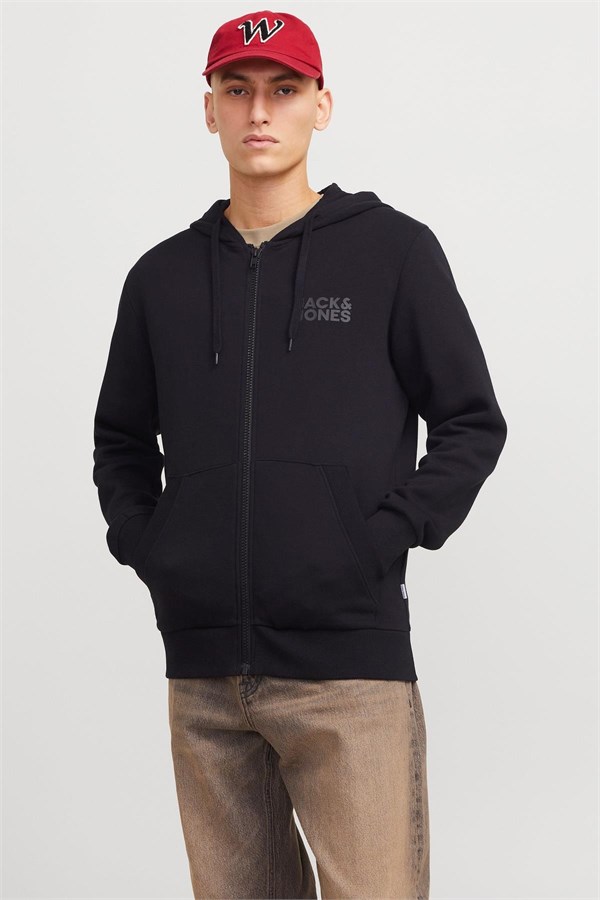 Jack & Jones JJECORP Logo Erkek Fermuarlı Kapüşonlu Sweatshirt Günlük Rahat 