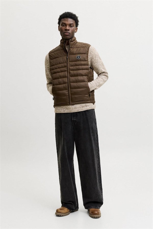 Jack & Jones JJEKINGSLEY Erkek Hafif Şişme Yelek Dik Yaka Günlük Rahat 