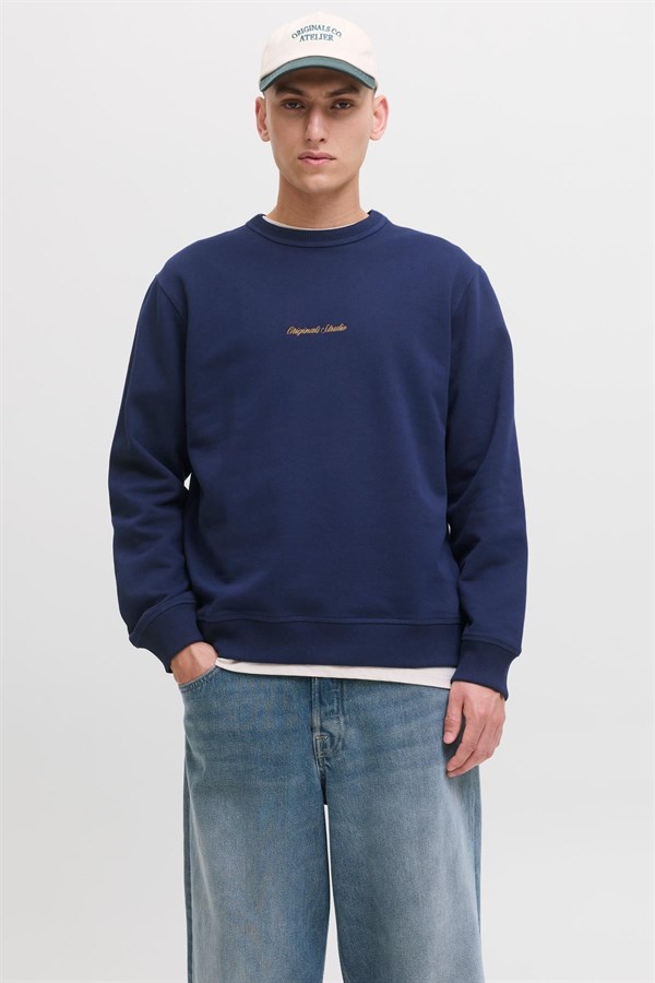 Jack & Jones JORNORREBRO Nakış Detaylı Bisiklet Yaka Erkek Sweatshirt 