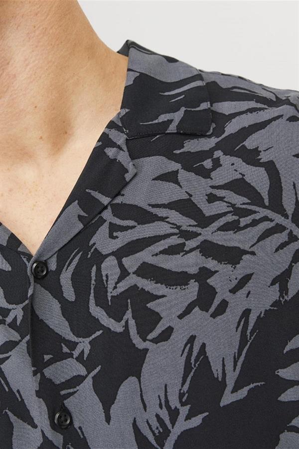 JACK&JONES JJGURU MONOCHROME AOP RESORT SHIRT SS12249210 SİYAH-2